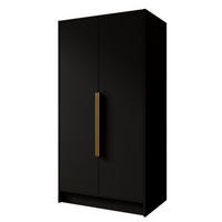 SCHRANK Schwarz ORTO 100 g Glatt Ohne Spiegel Mit Goldenen Griffen - Goldfarben/Schwarz, Holzwerkstoff (102/200/51cm) - Sepro Meble