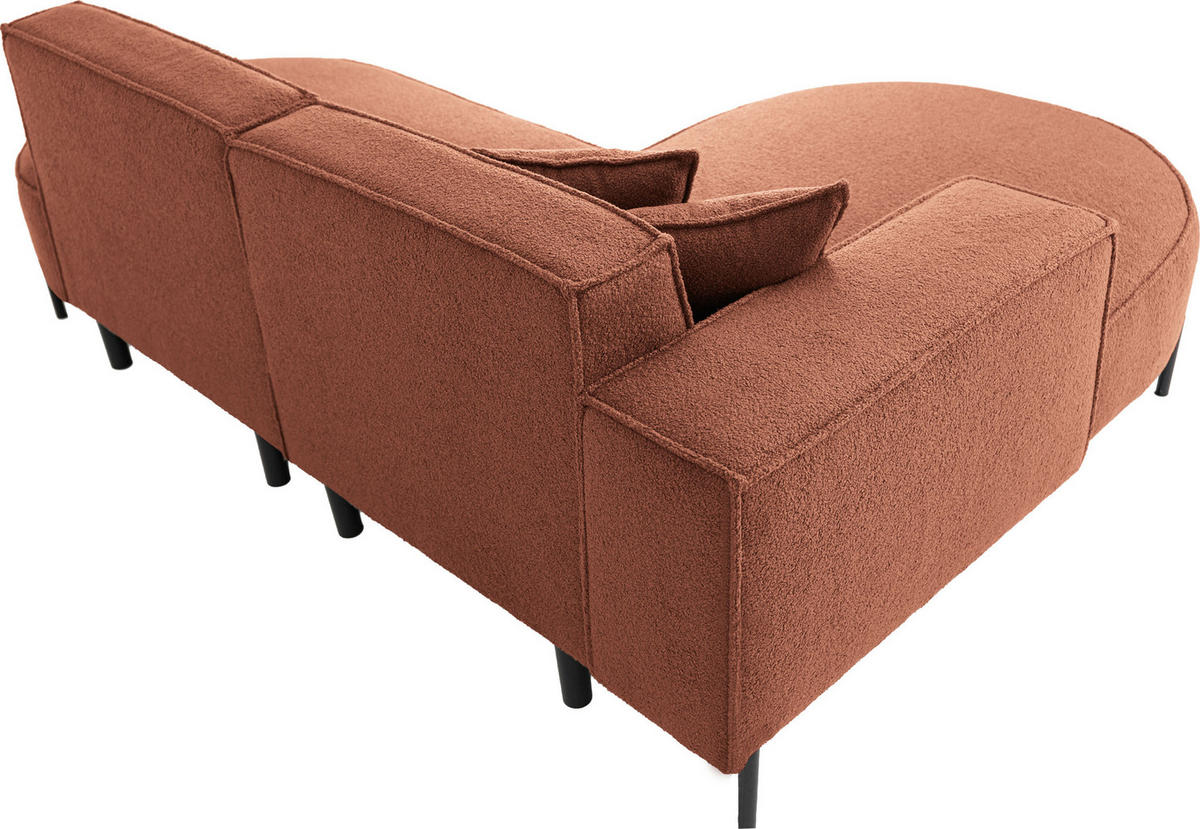 ECKSOFA Hana Loft 3-Sitzer Ecke Links, Boucle, Terra 241/80/168 cm - Terracotta/Schwarz, Textil/Metall (241/168cm) - WFL GROUP