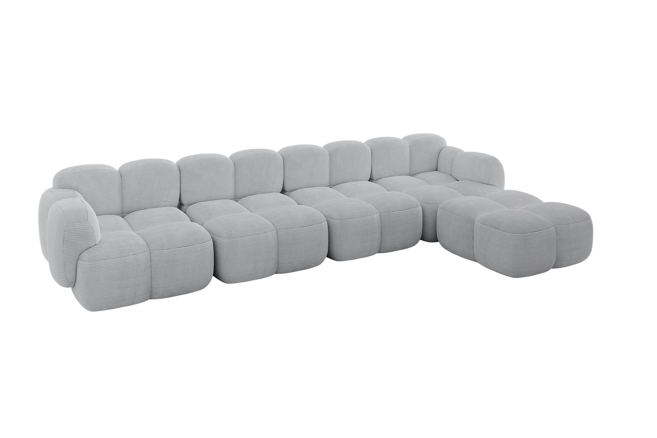 ECKSOFA modulares Sofa Rechts Miko-L3 390x205x75 Creme Cord - Schwarz/Mokka, Holzwerkstoff/Kunststoff (390/205cm) - ALTDECOR