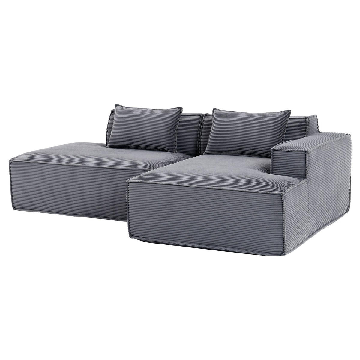 ECKSCHLAFSOFA L-/U-/2-er Sofa mit Schlaffunktion,Modulsofa,Cord,Grau - Grau, Textil (129/233cm) - LVHOM