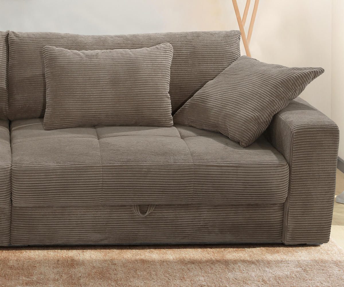 BIG-SOFA mit 2 Bettkästen, viel Stauraum, B274/T113/H84 cm, Liegefläche 103x241 cm, Cord Braun Taupe / 15264 - Braun, Kunststoff/Textil (284/84/113cm) - luma-home