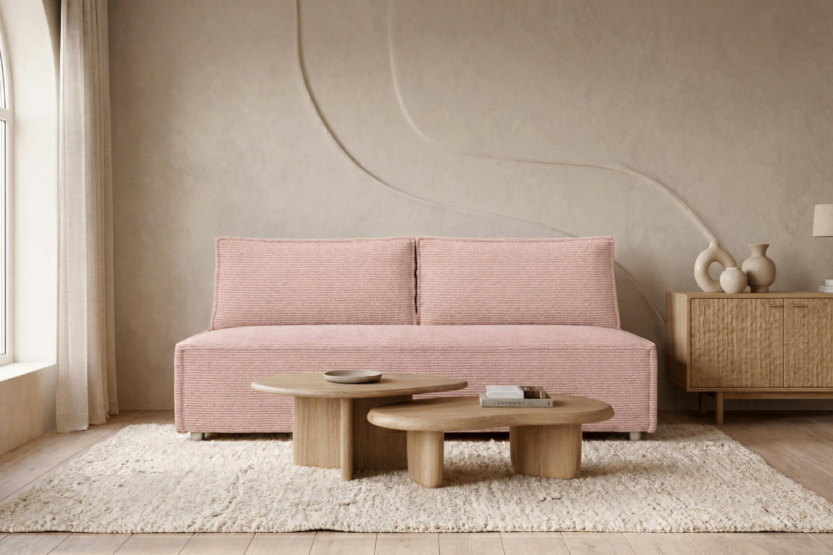 SCHLAFSOFA Mit Bettkasten DUO, Stoff Poso, Rosa - Pink, Holz (198/89/90cm) - Kaiser Möbel