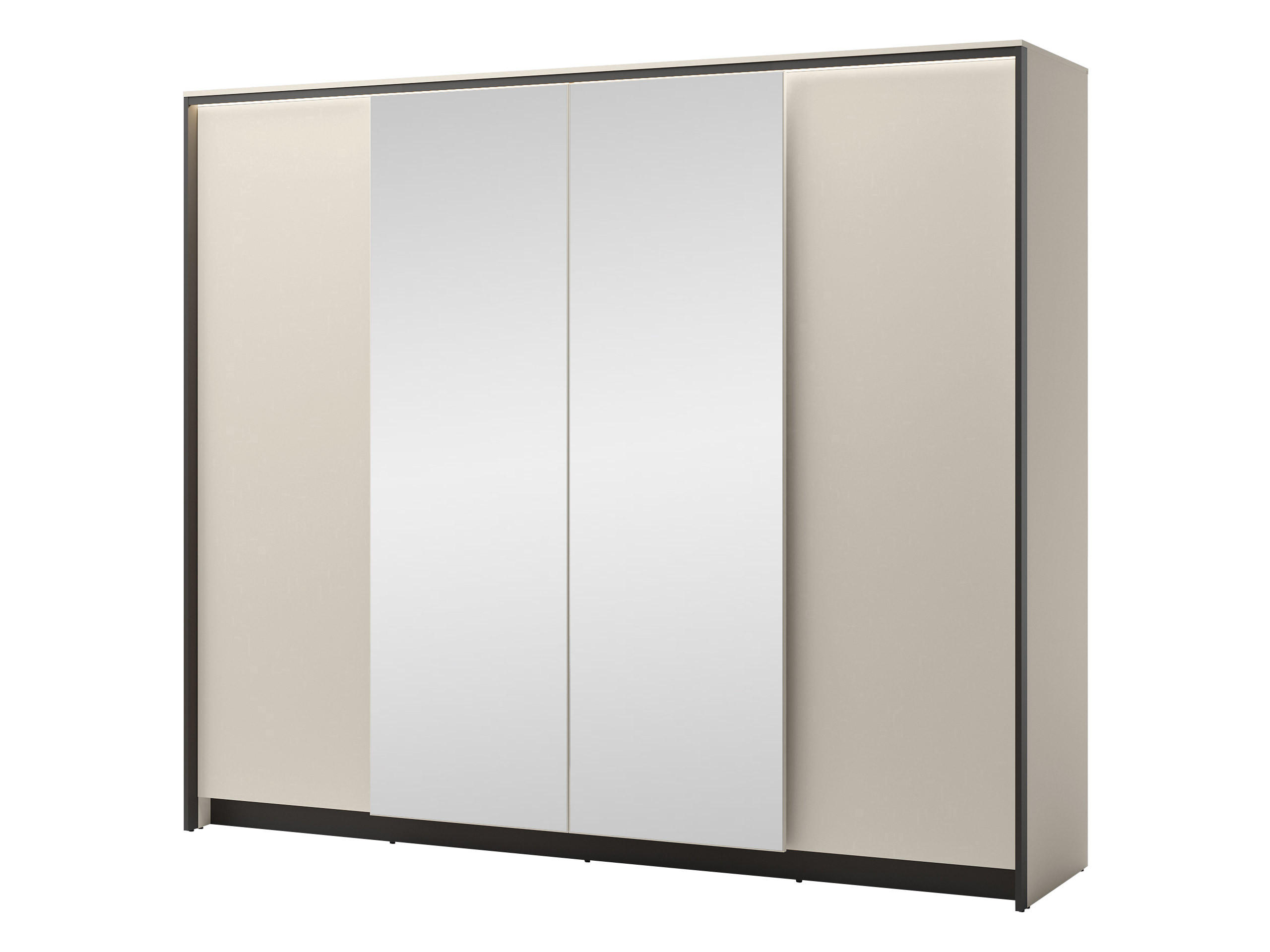 SCHWEBETÜRENSCHRANK 4D Enna EN-06 - Sandfarben/Schwarz, Holzwerkstoff/Kunststoff (251/215/64cm) - MIRJAN24