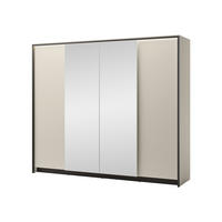 SCHWEBETÜRENSCHRANK 4D Enna EN-06 - Sandfarben/Schwarz, Holzwerkstoff/Kunststoff (251/215/64cm) - MIRJAN24