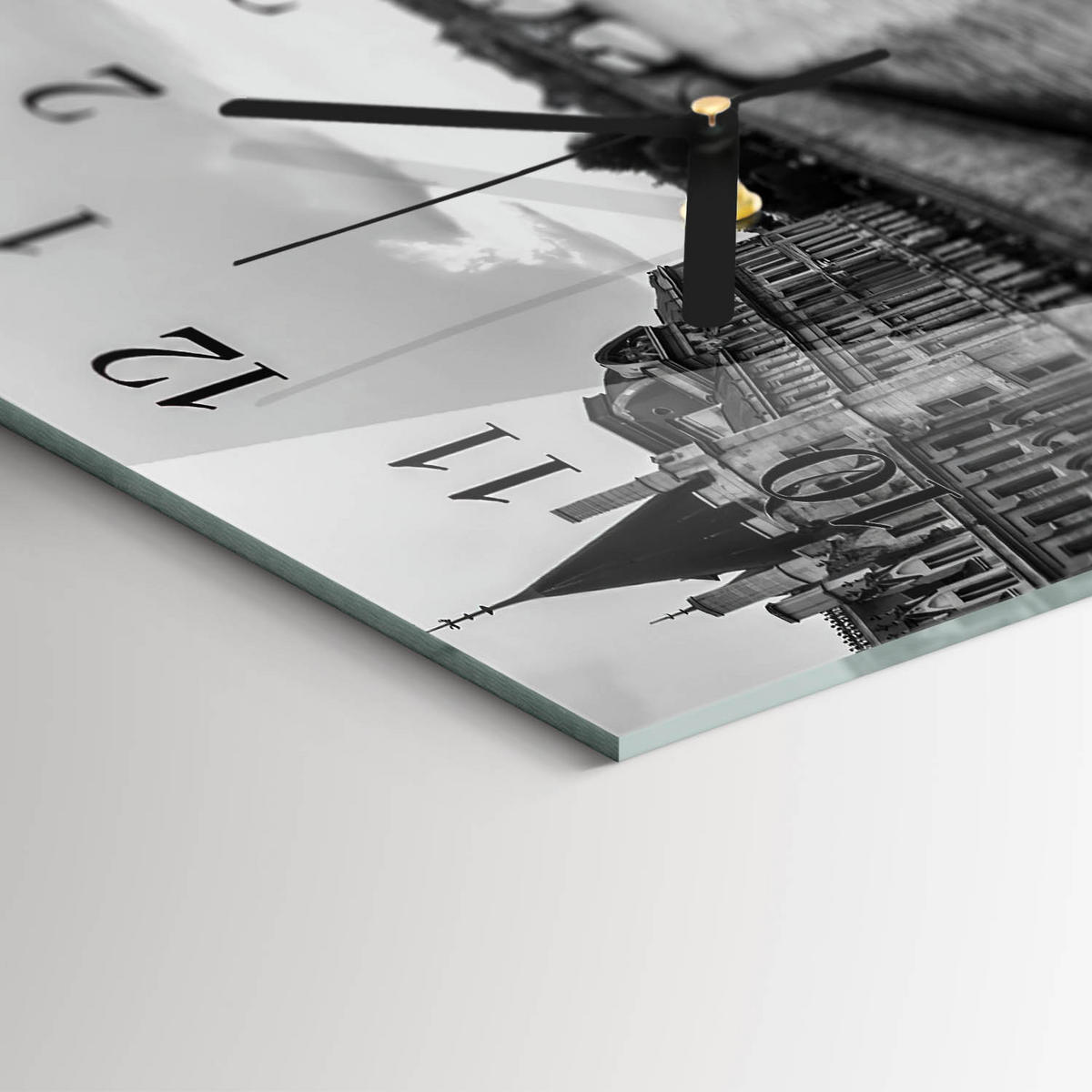 WANDUHR 60x30 cm - Gras - Schwarz, Glas (60/30/0.4cm) - TULUP