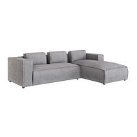 ECKSOFA Nova Hellgrau Cord, Ottomane rechts - Hellgrau/Schwarz, Holz/Kunststoff (262/176cm) - S-Style Möbel