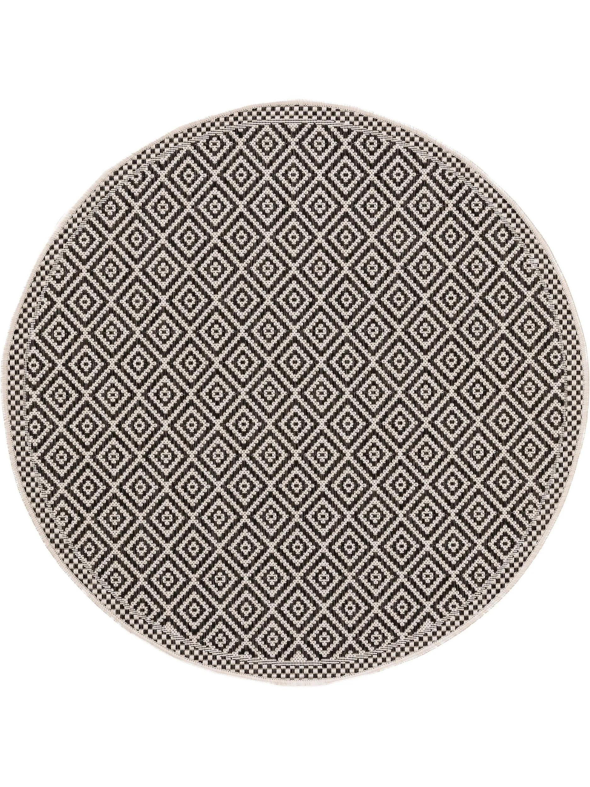 VNÚTORNÝ a vonkajší okrúhly koberec Cleo Biela/Čierna ø 120 cm - biela, textil/plast (120/120cm) - benuta Nest