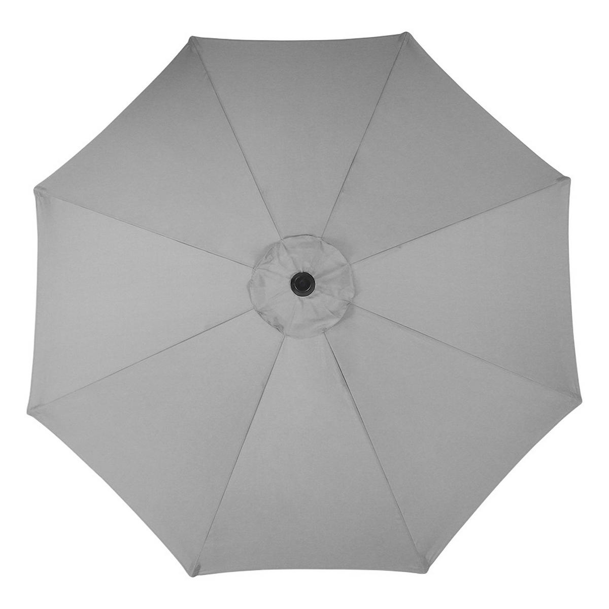 SONNENSCHIRM aus Polyester Metall in Hellgrau mit Resin-Sockel drehbar 360° neigbar 60° 3 x 2.4m Ø49 × 35 cm - Grau, Metall (240/50cm) - Livingandhome