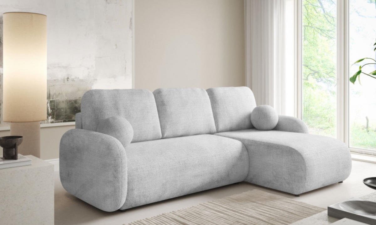 ECKSOFA Hellgrau KOMA Mit Schlaffunktion - Hellgrau/Grau, Textil (228/147cm) - Sepro Meble