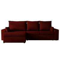 ECKSOFA Paco mit Bettkasten und Schlaffunktion, L-Form/XL-Form, Velourstoff, Universal - Weinrot, Holzwerkstoff (276/145cm) - 4ALL HOME