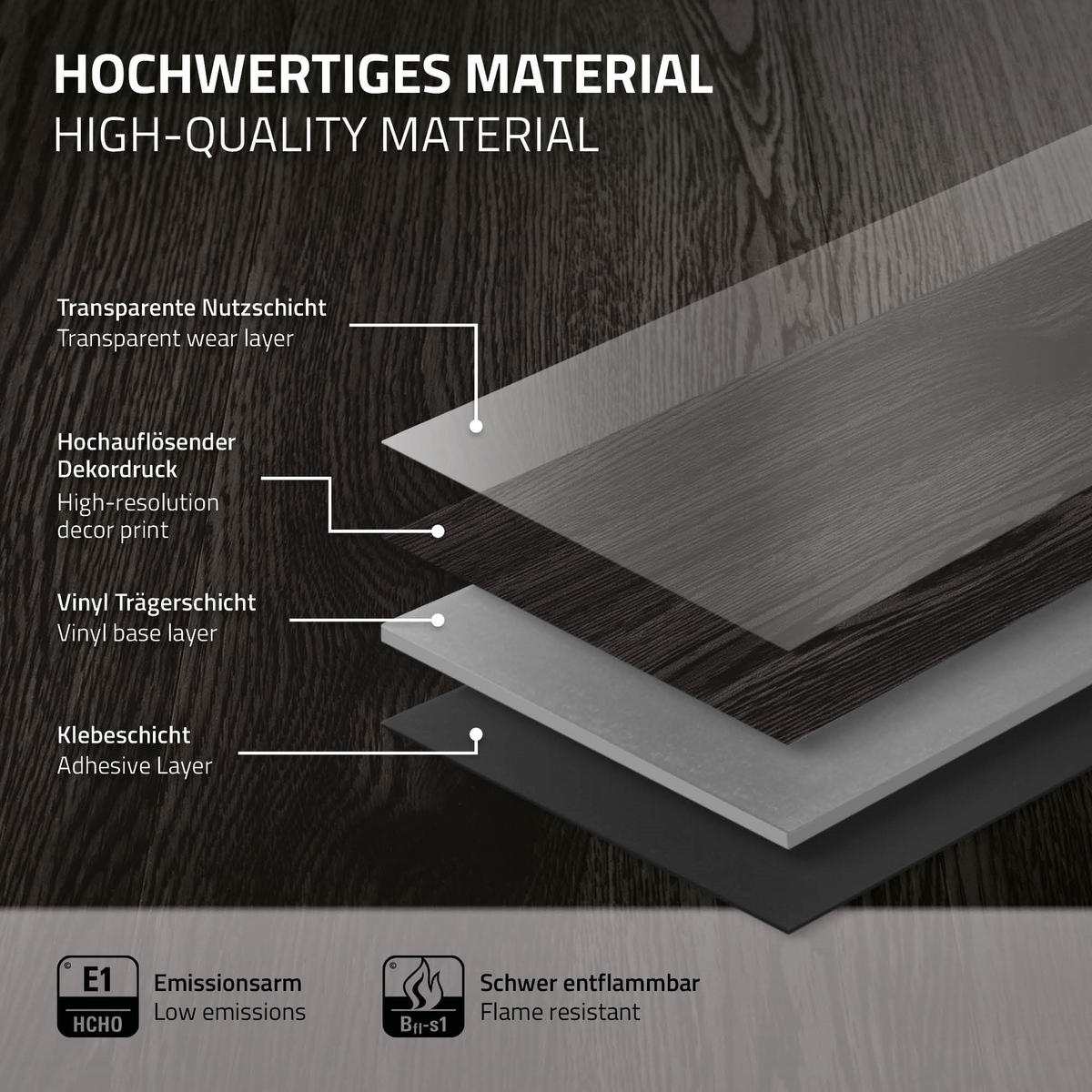 VINYLBODEN selbstklebend 11,15m²/80 Dielen Eiche dunkelgrau - Dunkelgrau, Kunststoff (91.5/15.3/0.2cm) - ML-DESIGN