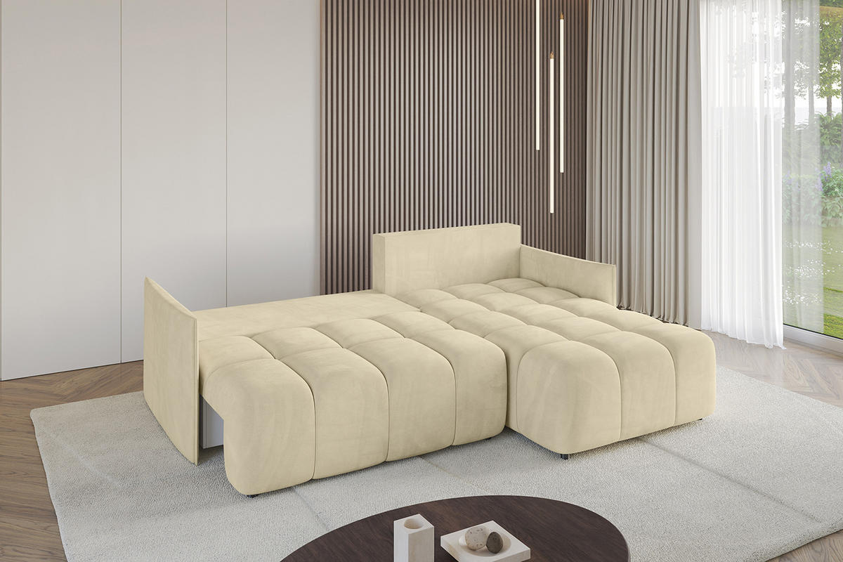 ECKSOFA Ottomane rechts LONLI-L 251x189x68 Taupe Velours - Taupe, Holzwerkstoff/Kunststoff (189/251cm) - ALTDECOR