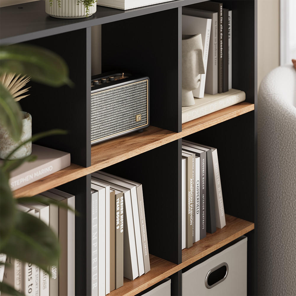 RAUMTEILER Nove Anthrazit/Goldkraft Eiche 107.2 x 107.8 cm - Honigeiche/Anthrazit, Holzwerkstoff (107.2/107.8/29cm) - Vicco