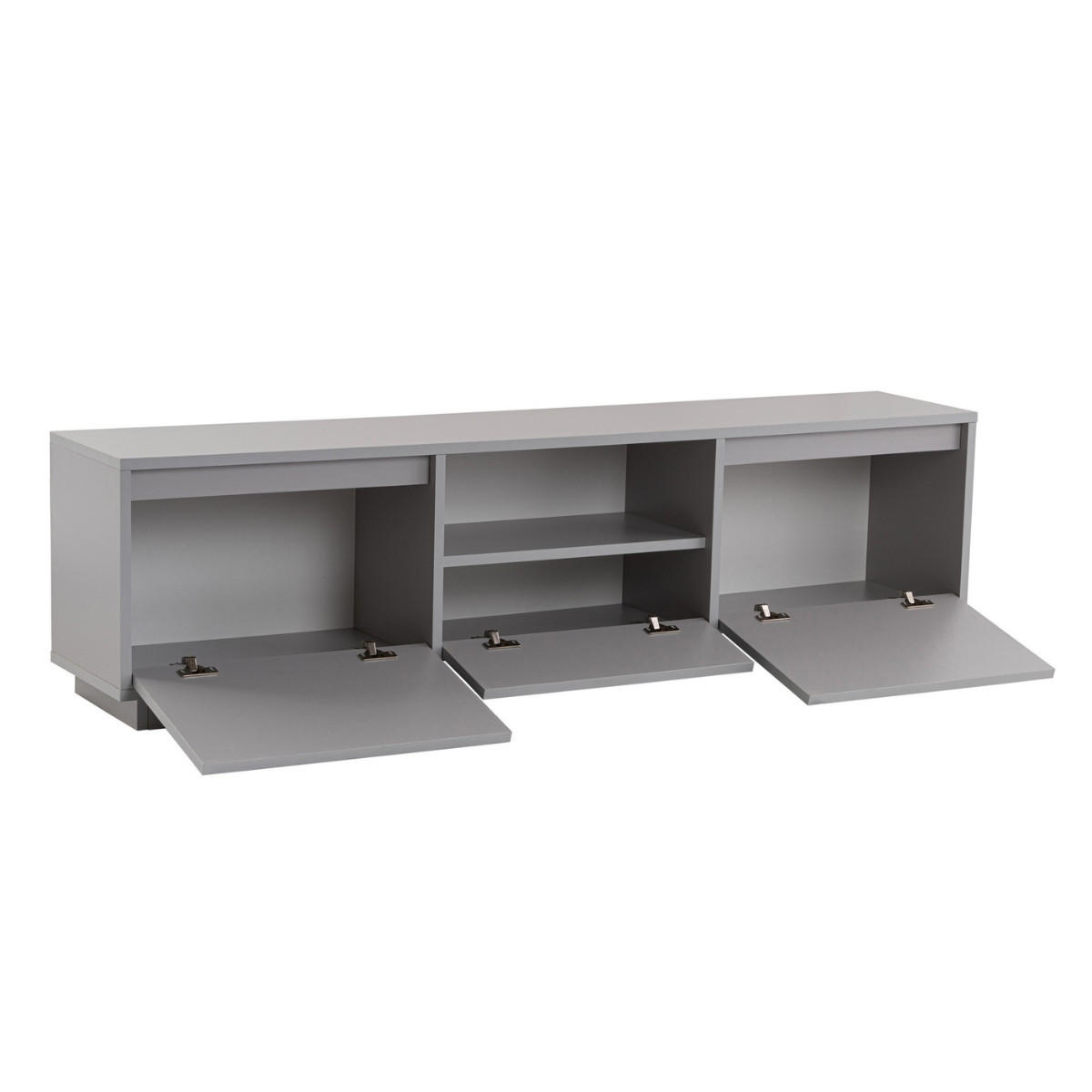 TV-MÖBEL mit 3 klappbaren türen und 1 offenem fach - vanguard 160/29,5/42 cm - Grau, Holzwerkstoff (29.5/42/160cm) - Calicosy