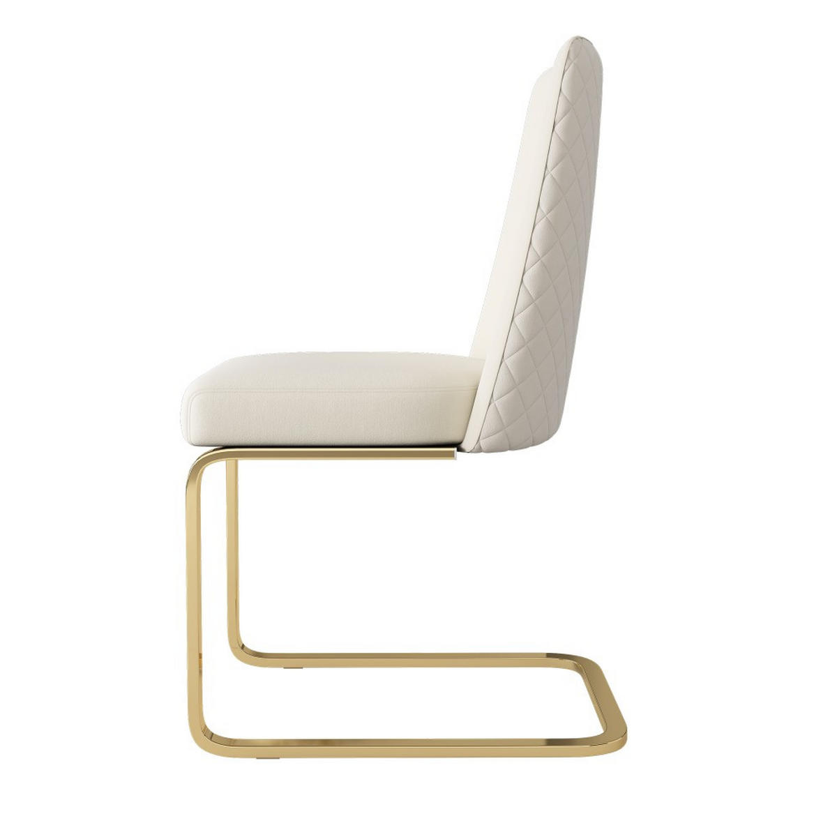 SCHWINGSTUHL 2-er Set Freischwinger,Esszimmerstuhl mit goldenen Stuhlbeinen,Samt,Beige - Beige, Metall (45/88/42cm) - LVHOM