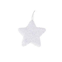 WEIHNACHTSBAUMSCHMUCK Stern mit Glitzer weiß 10 cm - Silberfarben/Weiß, Kunststoff (15/5/15cm) - LAALU