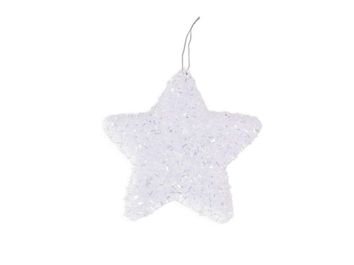 WEIHNACHTSBAUMSCHMUCK Stern mit Glitzer weiß 10 cm - Silberfarben/Weiß, Kunststoff (15/5/15cm) - LAALU