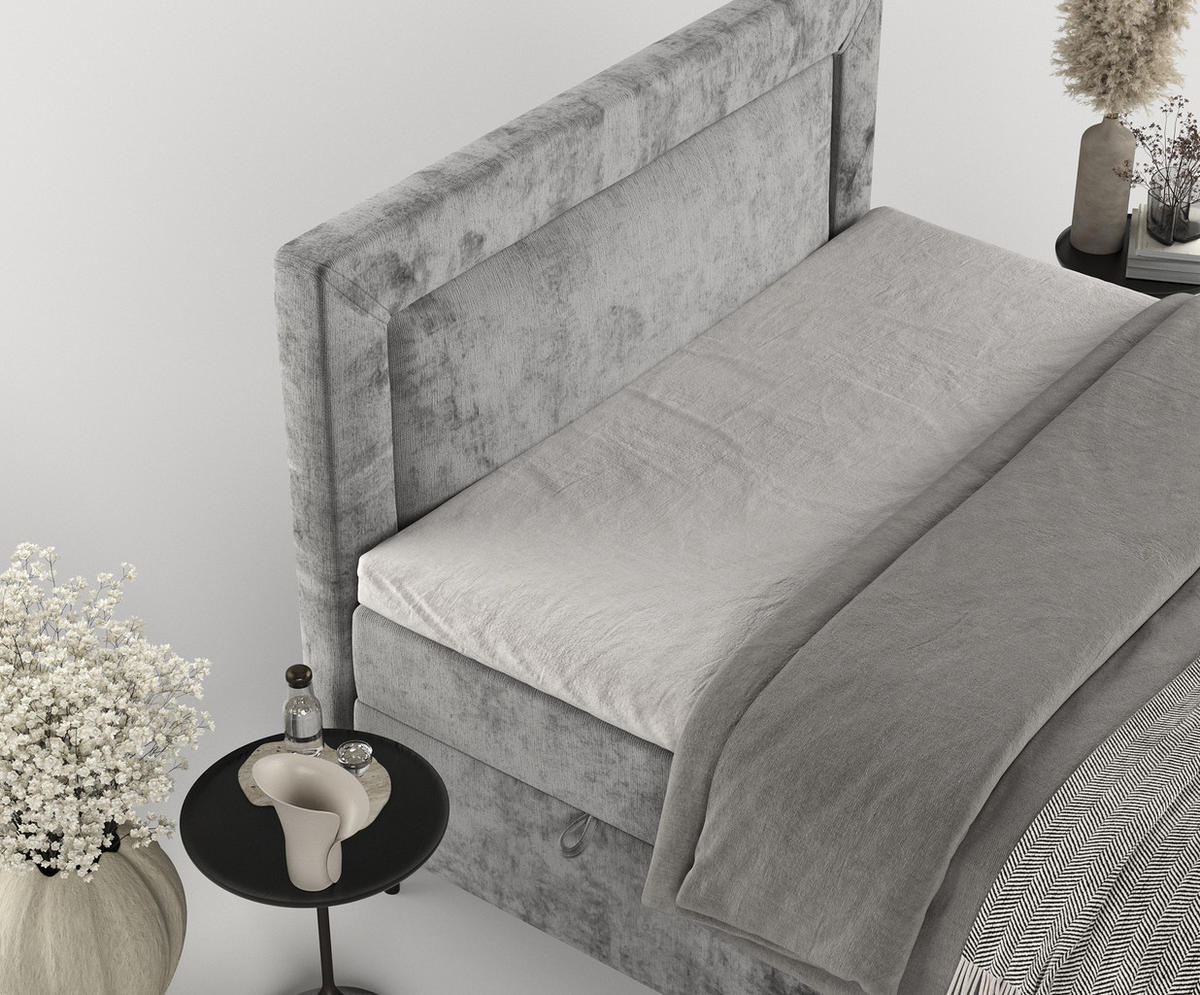 BOXBETT Noble Grau 160/200 cm - Schwarz/Grau, Holz/Holzwerkstoff (160/200cm) - Maison de Reve