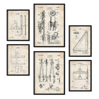 POSTER Set Mit 6 Plakaten Mit Messwerkzeug Patenten Im Vintage Stil A3 & A4 Rahmenlos - Klar, Papier (29/3cm) - Nacnic