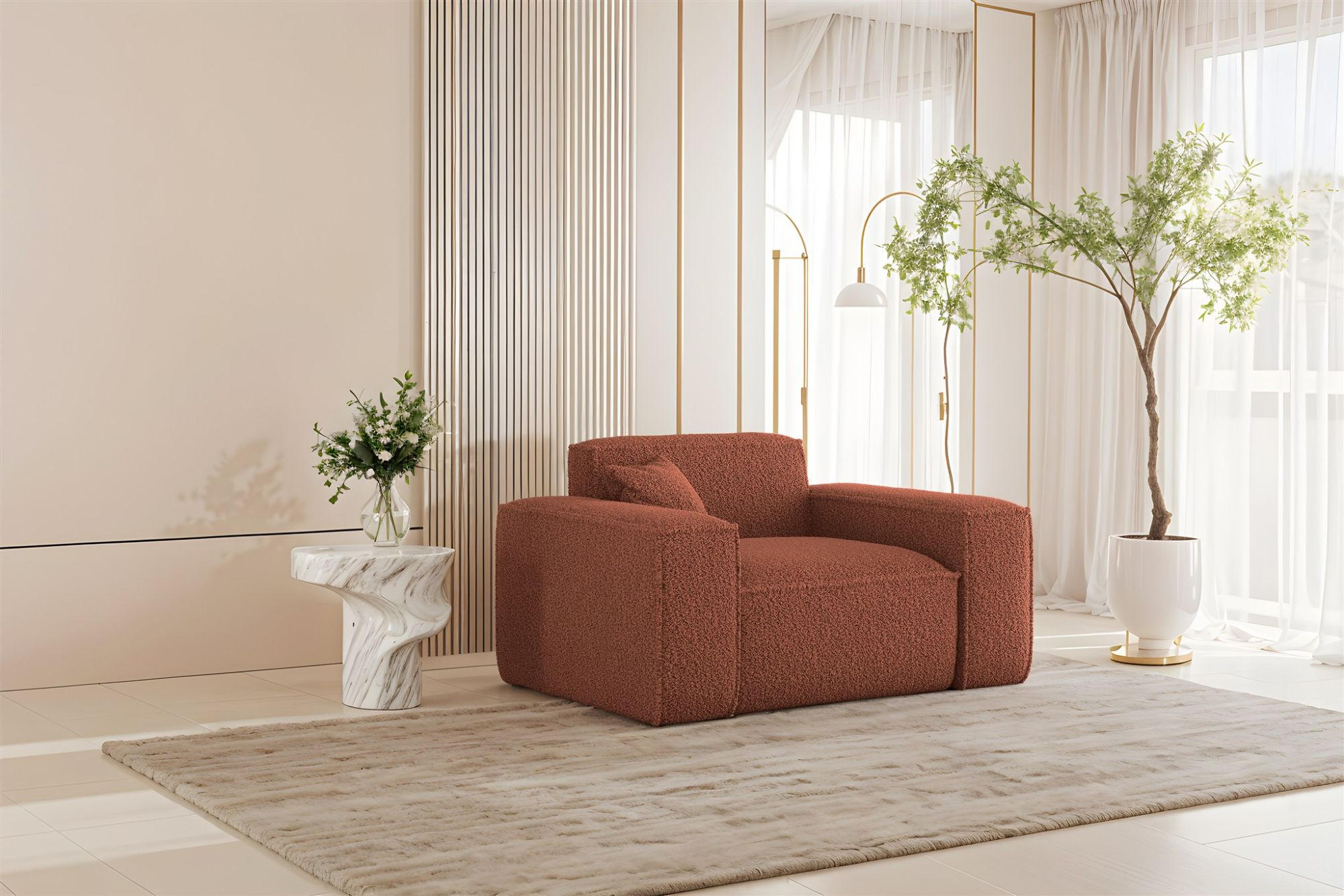 SESSEL Celes Premium In Sven - Rotbraun, Holzwerkstoff/Textil (121/73/90cm) - Fun Möbel