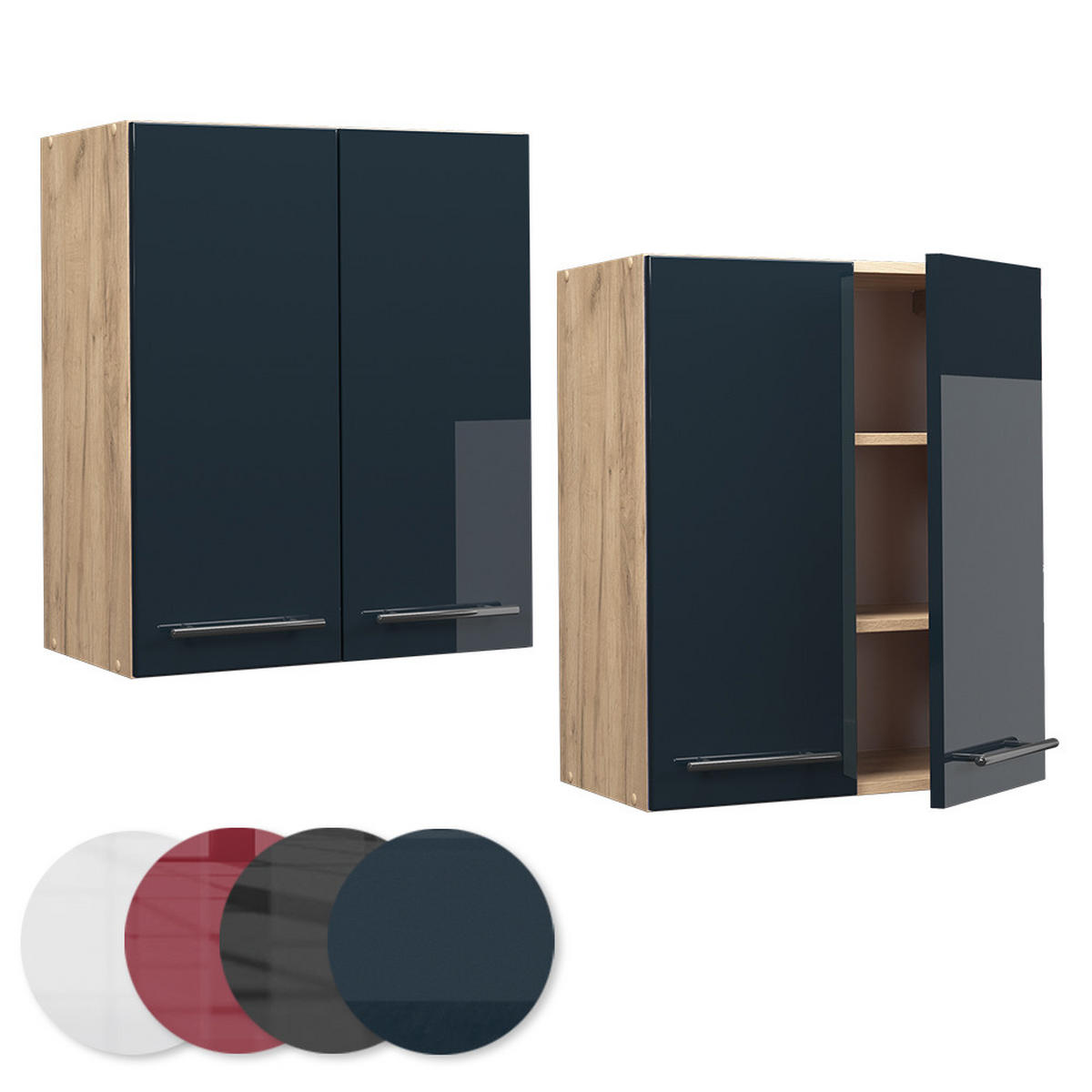 HÄNGESCHRANK Fame-Line Dunkelblau Hochglanz 60 cm - Honigeiche/Eiche Wotan, Holzwerkstoff (60/72/34.1cm) - Vicco