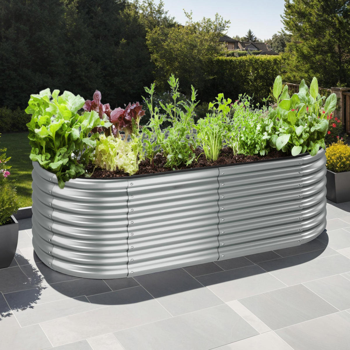 HOCHBEET Flormma,200 x 100 x 60 cm,silber - Silberfarben, Metall (200/60/100cm) - tectake