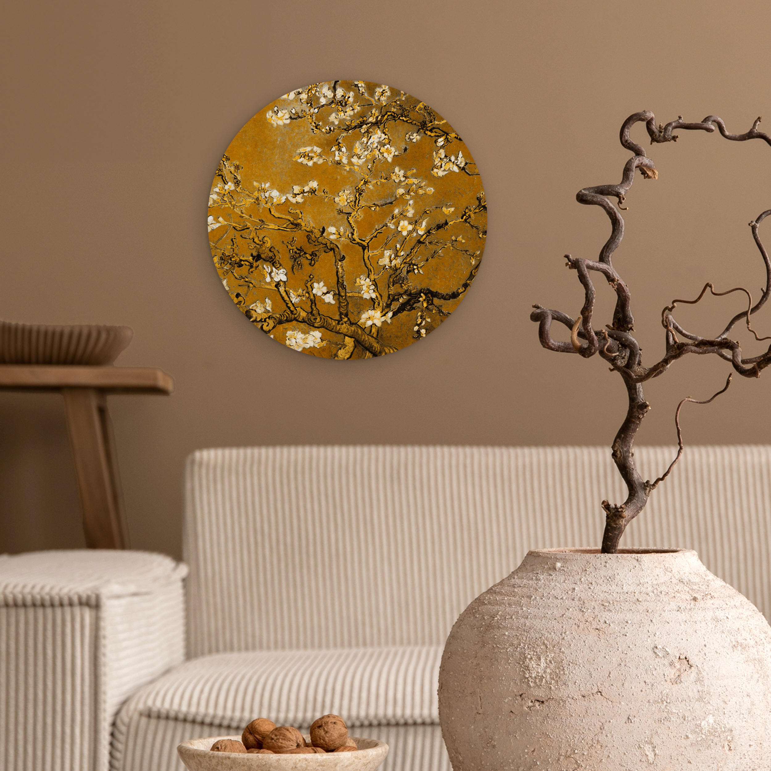 WANDBILD Mandelblüte - Kunst - Van Gogh - Gold 30x30 cm - Wengefarben, Kunststoff (30/30cm) - MuchoWow