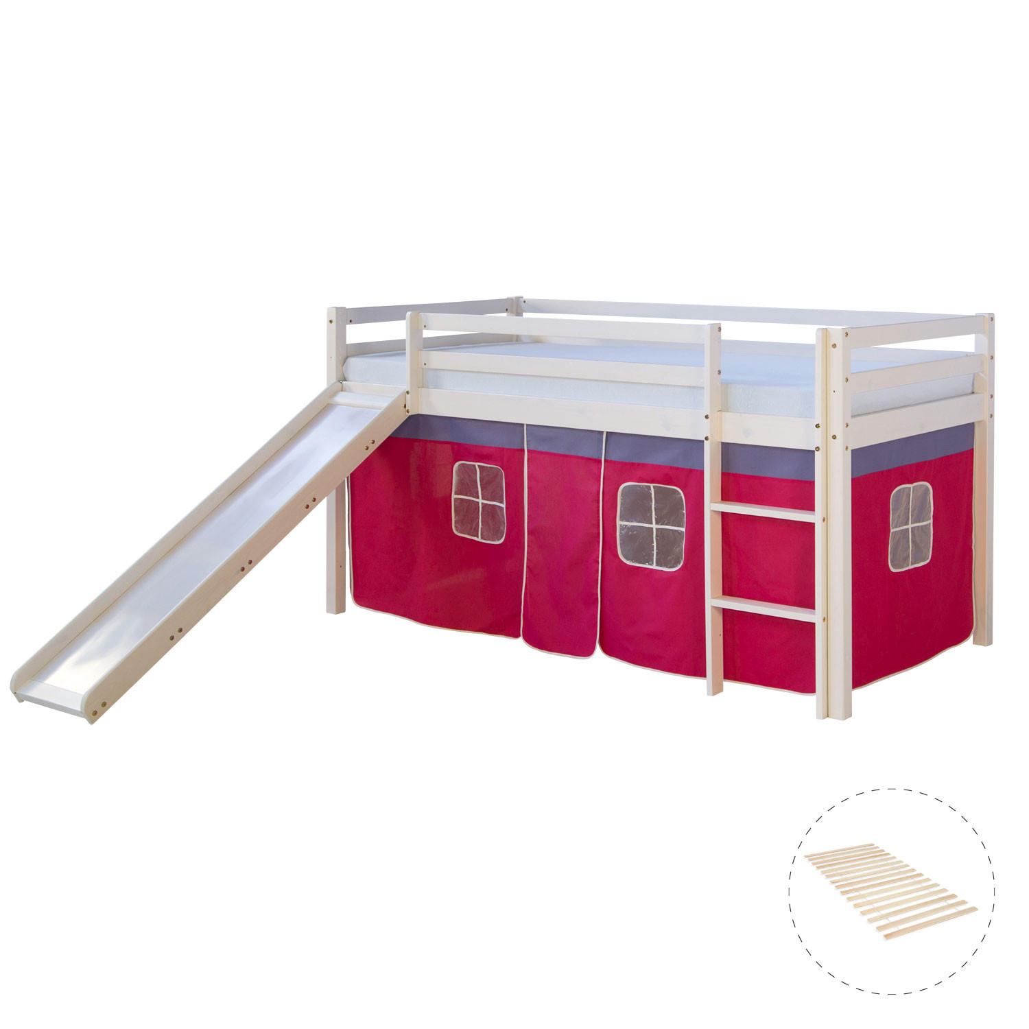 HOCHBETT PINK 90/200 cm mit Lattenrost - Pink/Weiß, Holz - Homestyle4u