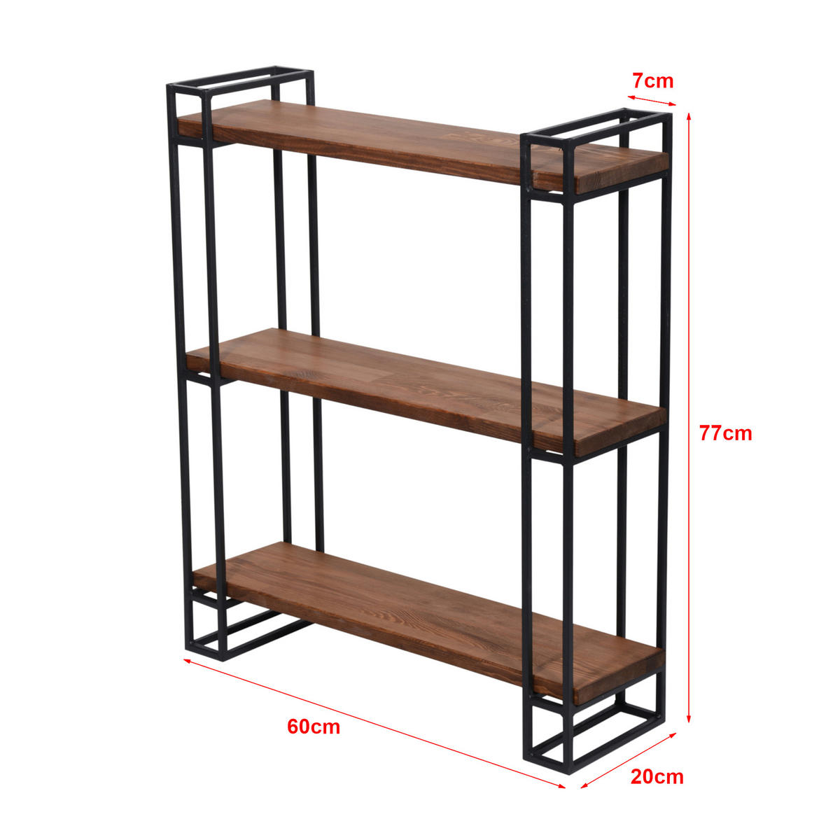 WANDREGAL Falster - Dunkelbraun, Holz/Metall (60/77/20cm) - [en.casa]