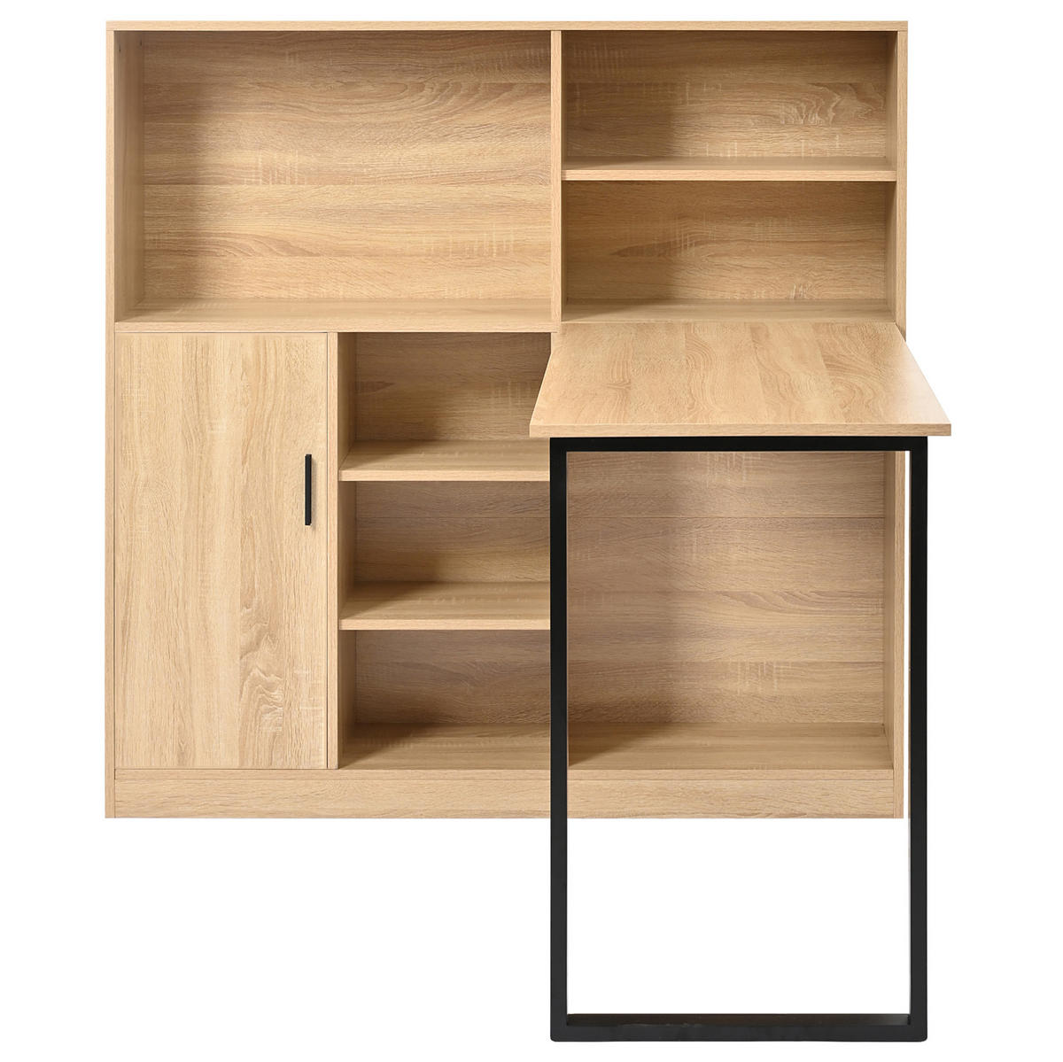 SCHREIBTISCH mit Stauraum in Natur aus MDF – mit Regal und Schrank - Naturfarben, Holzwerkstoff (50/120/120cm) - BEAOK