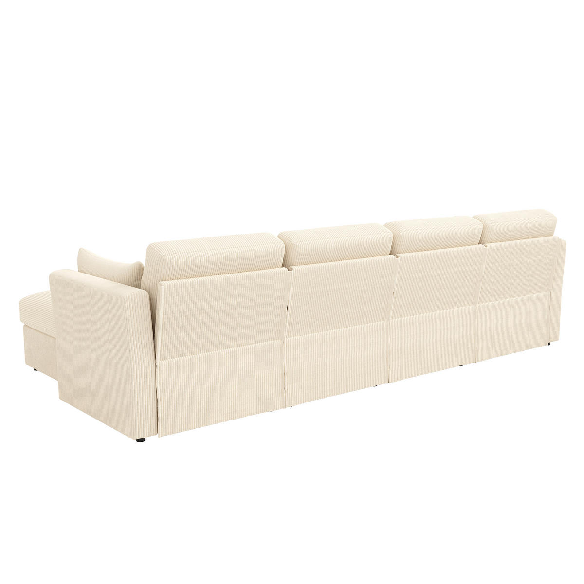WOHNLANDSCHAFT 290/159.5/89 cm Beige mit 2 abnehmbare Fußhocker - Beige, Textil (290/89/159.5cm) - Oxeza