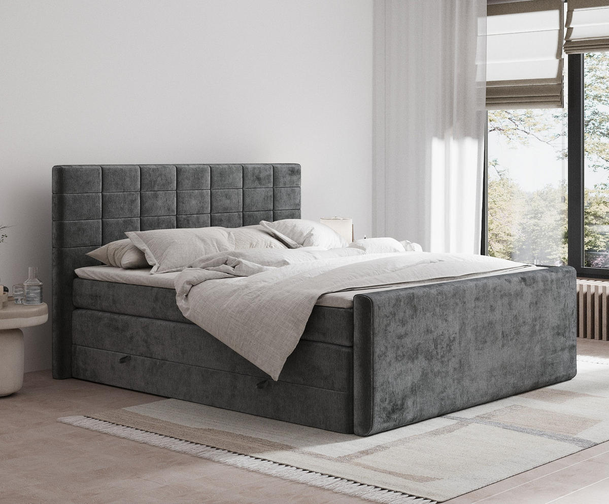 BOXSPRINGBETT Ava Anthrazit 200/200 cm - Anthrazit/Schwarz, Holz/Holzwerkstoff (200/200cm) - Maison de Reve
