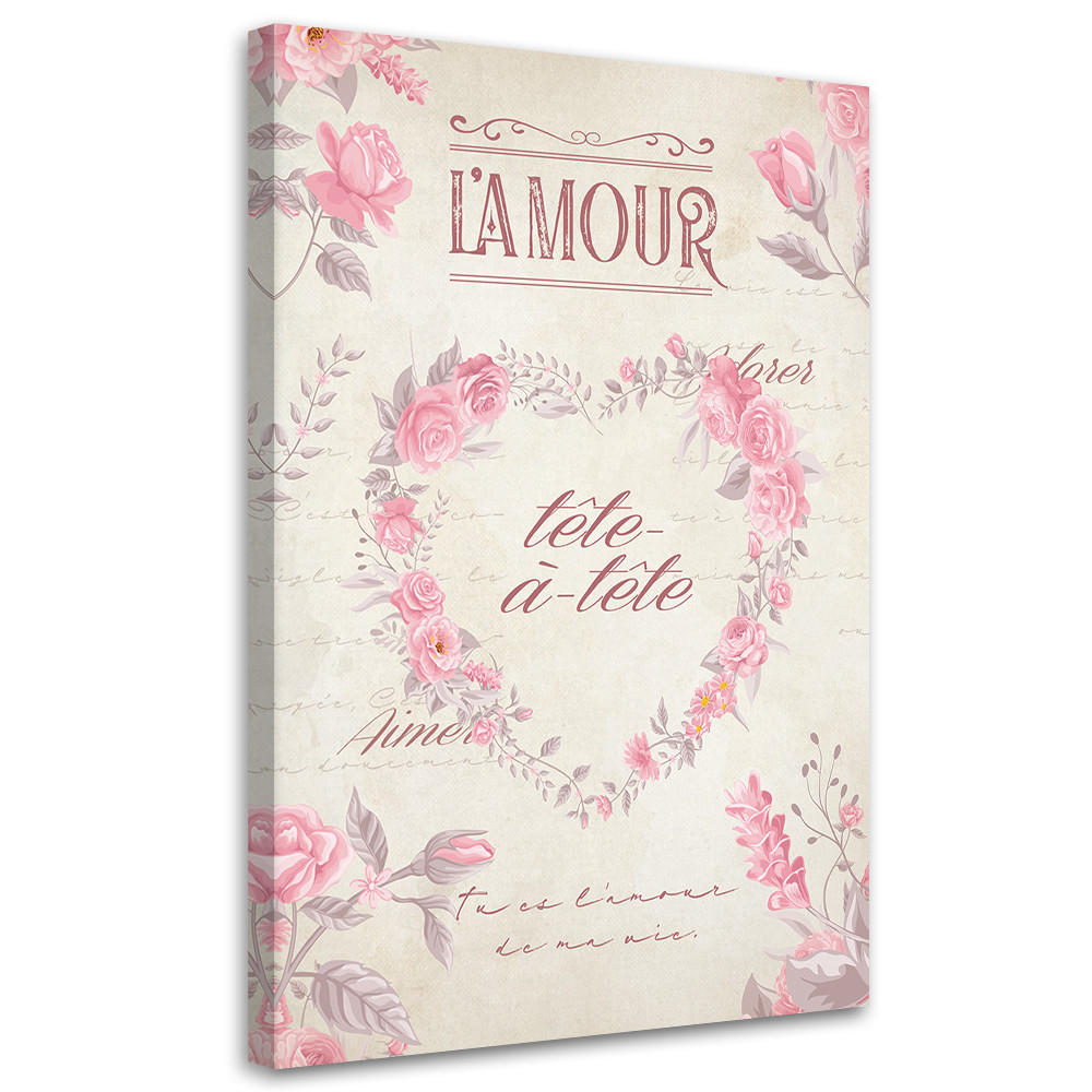 WANDBILD herzblumen shabby chic - Pink, Textil (40/60cm) - Feeby