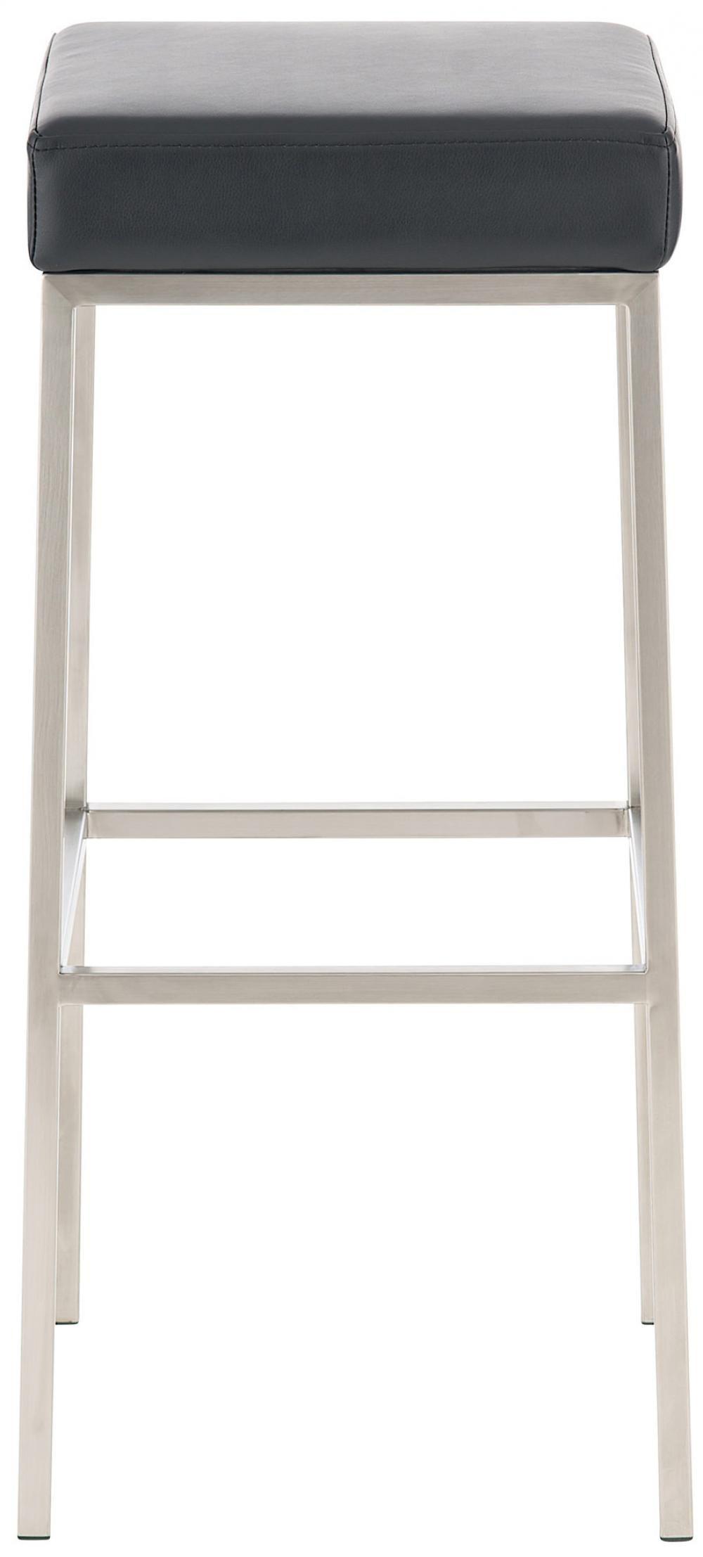 BARHOCKER 2er Set Lederlook schwarz - Edelstahlfarben/Schwarz, Textil/Metall (37/85/37cm) - CLP