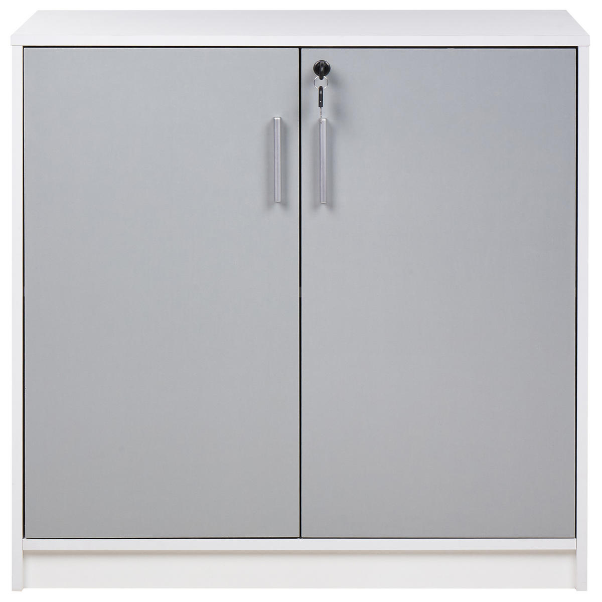 AKTENSCHRANK hellgrau/weiß 80 cm 2 Türen Zehna - Weiß/Grau, Holzwerkstoff (80/80/40cm) - Beliani