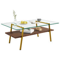 COUCHTISCH Glas Metall Gold Braun 98 cm - Braun, Glas (58/98/42.5cm) - Kaket