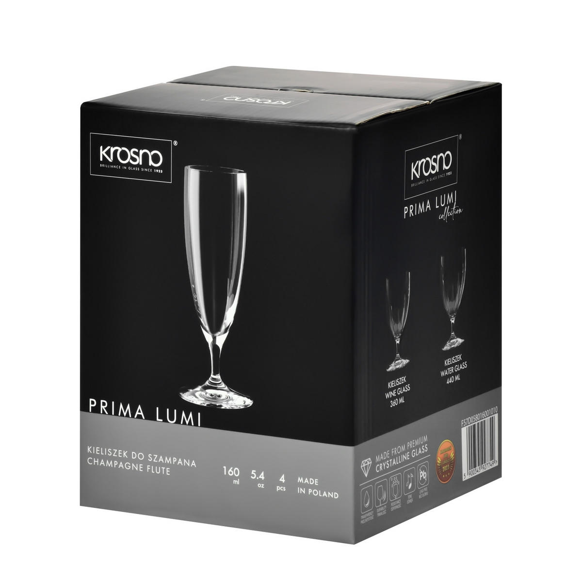 SEKTGLÄSER AUF KURZEM STIEL, 4er-Set, 160 ml - Transparent, Glas (0.16L) - Krosno Glass