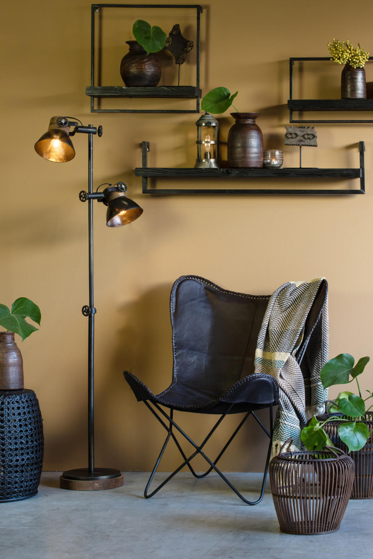 STEHLEUCHTE Jody Schwarz Ø40/165 cm - Schwarz, Metall (40/30/165cm) - Light & Living