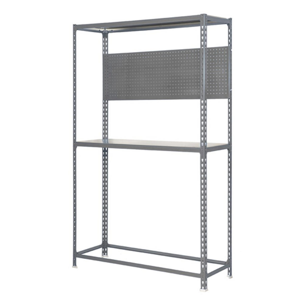 REIFENREGAL mit Arbeitsfläche Metal Shark NO.4 HxBxT 200 x 100 x 40 cm 6 Reifen Grau - Grau, Metall (100/200/40cm) - PROREGAL