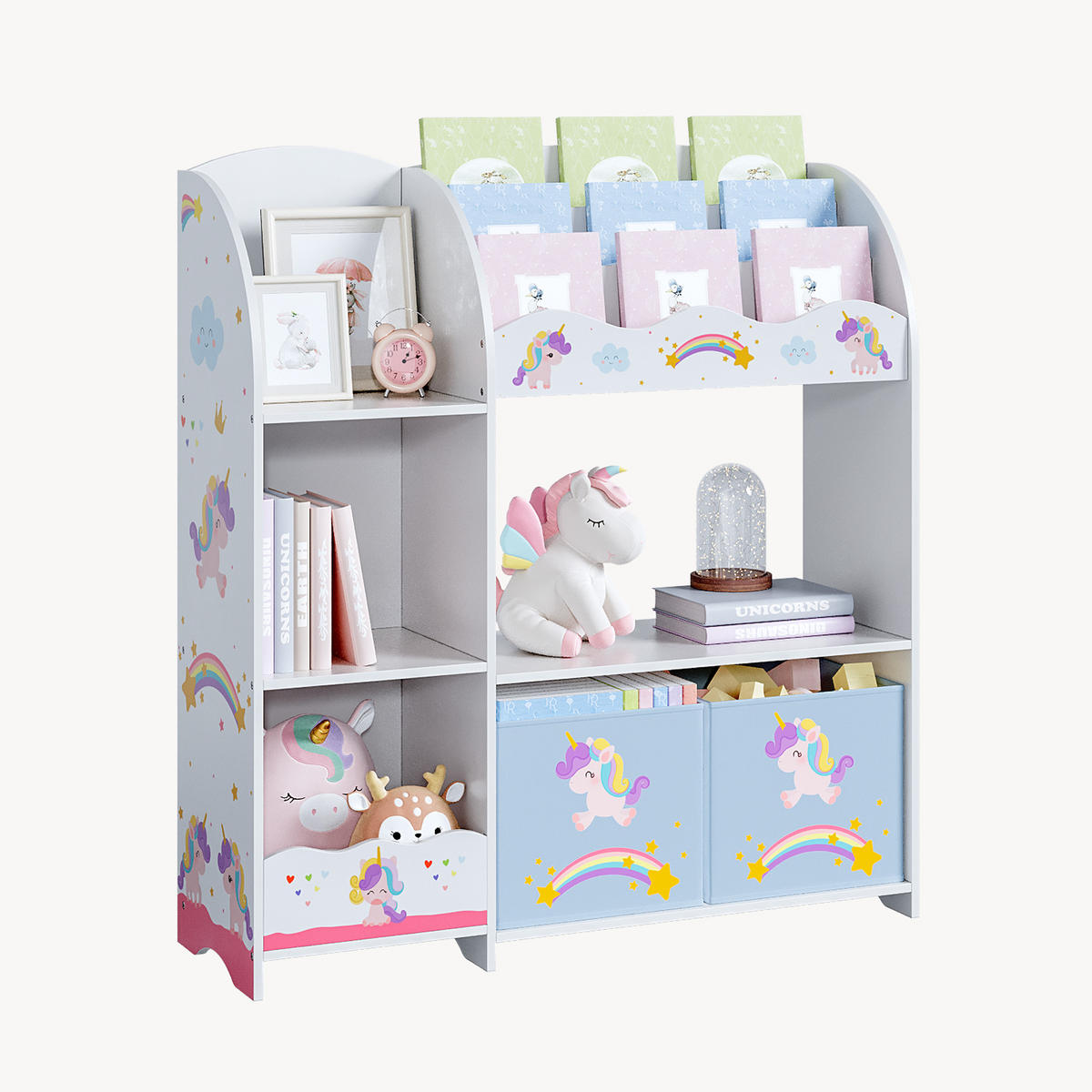 KINDERREGAL Lysekil - Lila/Weiß, Holzwerkstoff (93/100/30cm) - [en.casa]