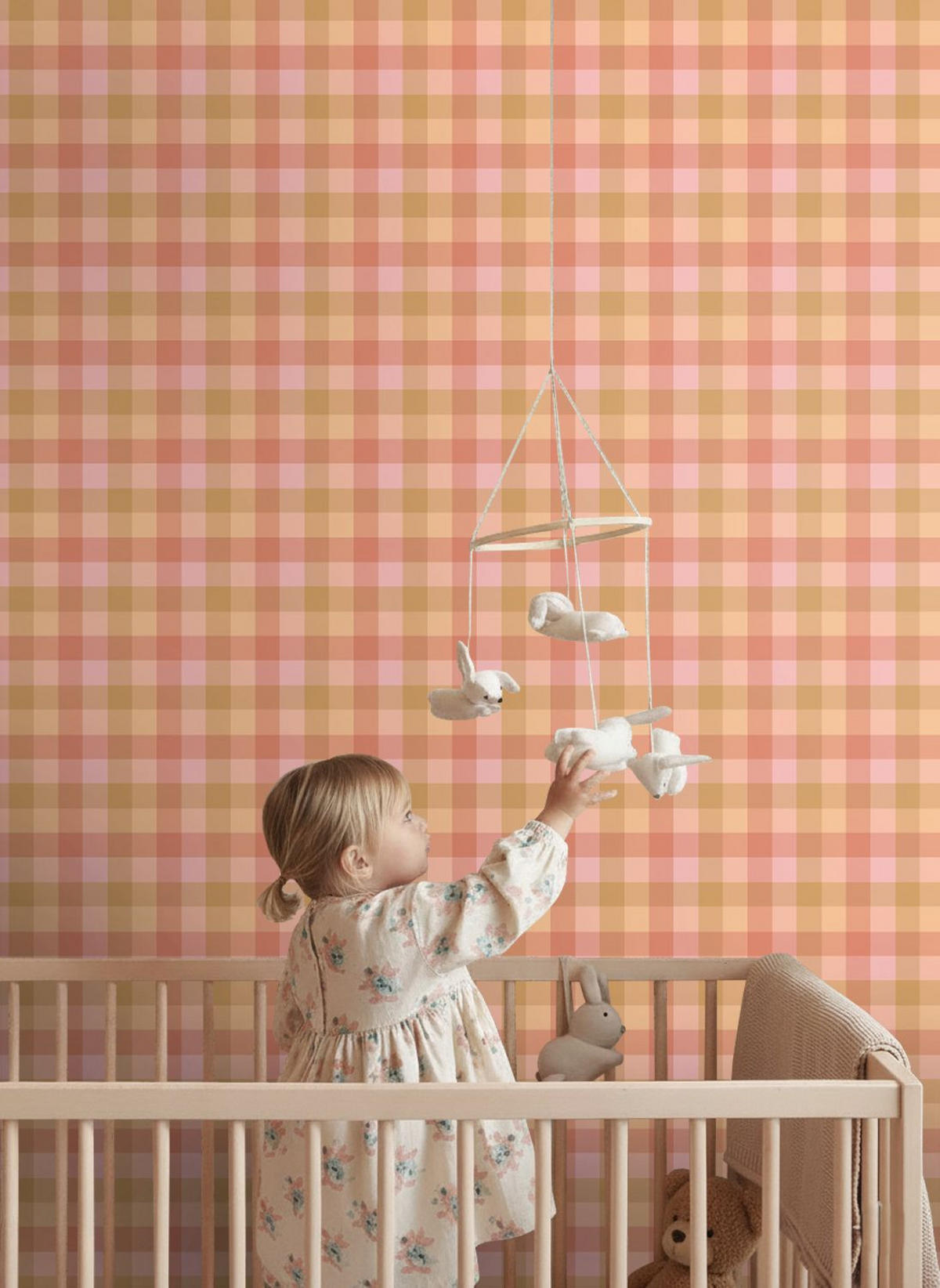 TAPETE Karomuster 50 x 900 cm - Pink, Papier (50/0.1cm) - ESTAhome