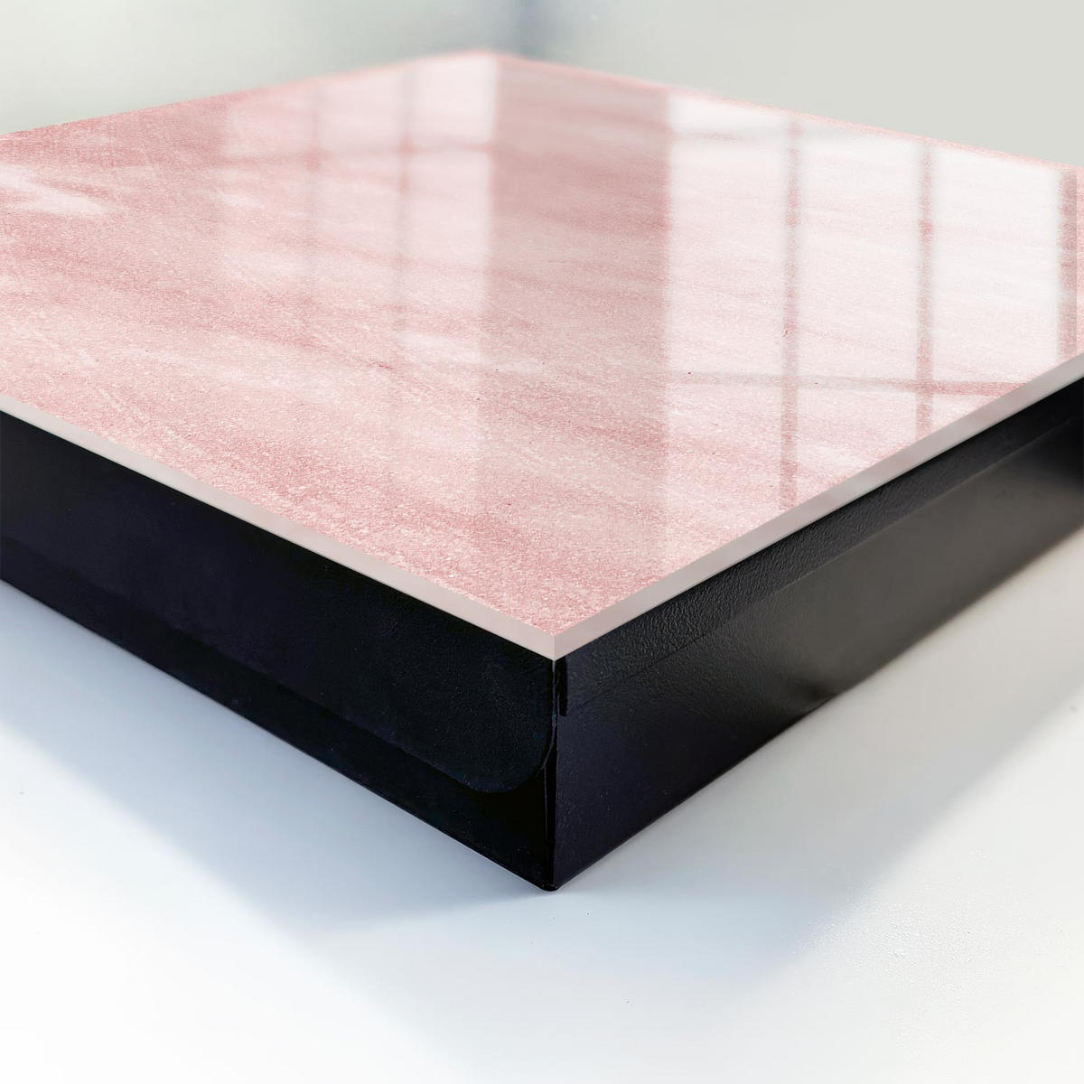 SCHLÜSSELBOX Schwarz 30x30 cm- Türöffnung nach rechts - Rosa Webmuster - Pink, Metall (30/30/5cm) - TULUP