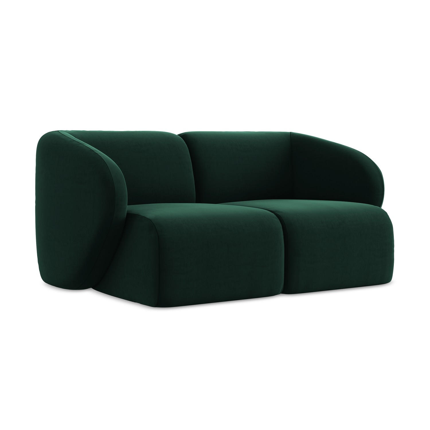 2-SITZER-SOFA Samt Stoff Grün - Dunkelgrün/Schwarz, Holzwerkstoff/Kunststoff (174/75/94cm) - LaMiaSofa