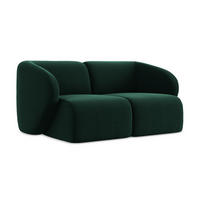 2-SITZER-SOFA Samt Stoff Grün - Dunkelgrün/Schwarz, Holzwerkstoff/Kunststoff (174/75/94cm) - LaMiaSofa