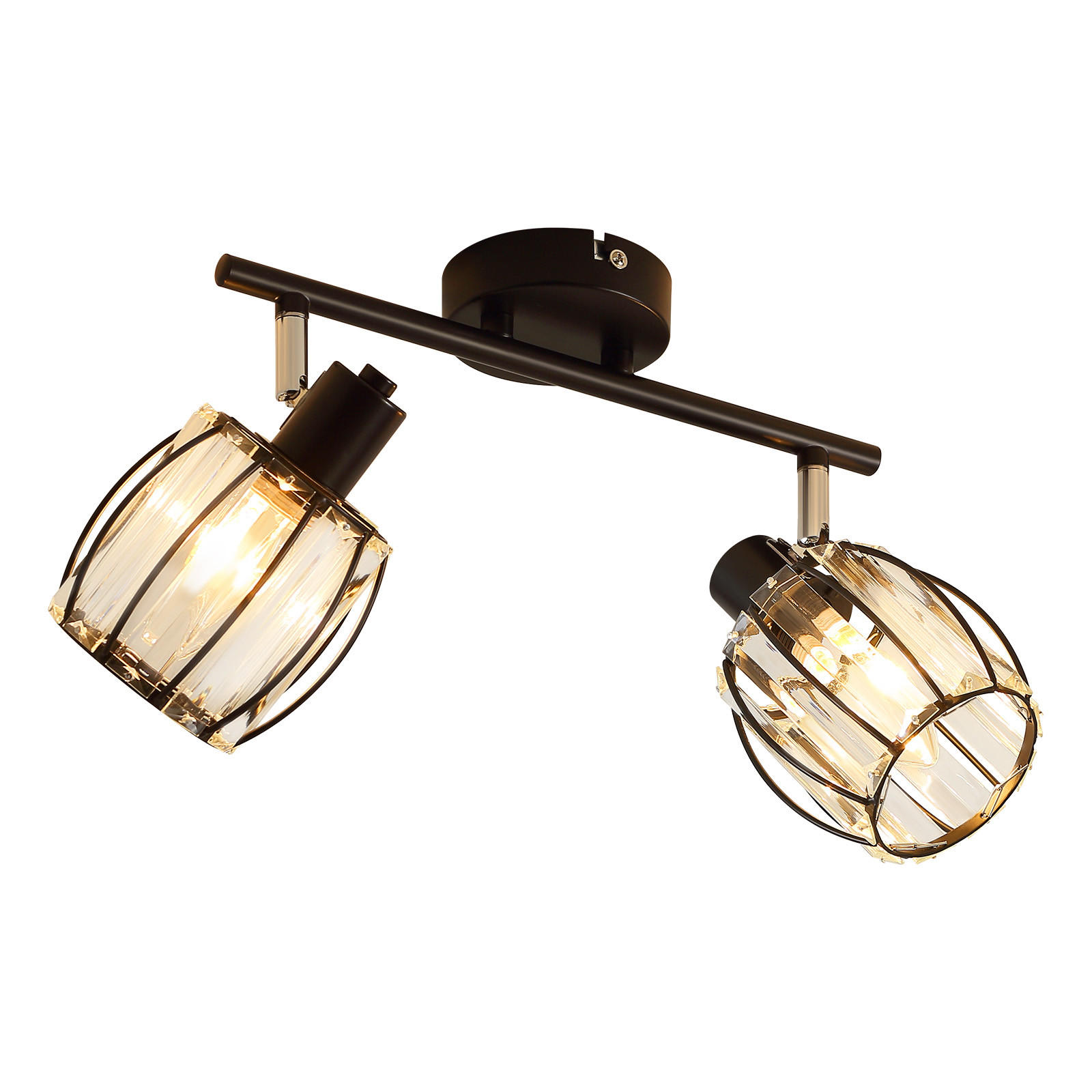 DECKENSTRAHLER Glorlux 16/21/30 cm - Schwarz, Glas (30/16/21cm) - ZMH