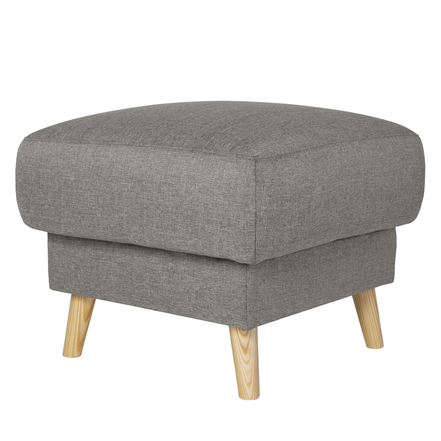 POLSTERHOCKER - Webstoff - Hellbraun/Grau, Holz/Textil (77/46/62cm) - home24