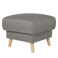 POLSTERHOCKER - Webstoff - Hellbraun/Grau, Holz/Textil (77/46/62cm) - home24