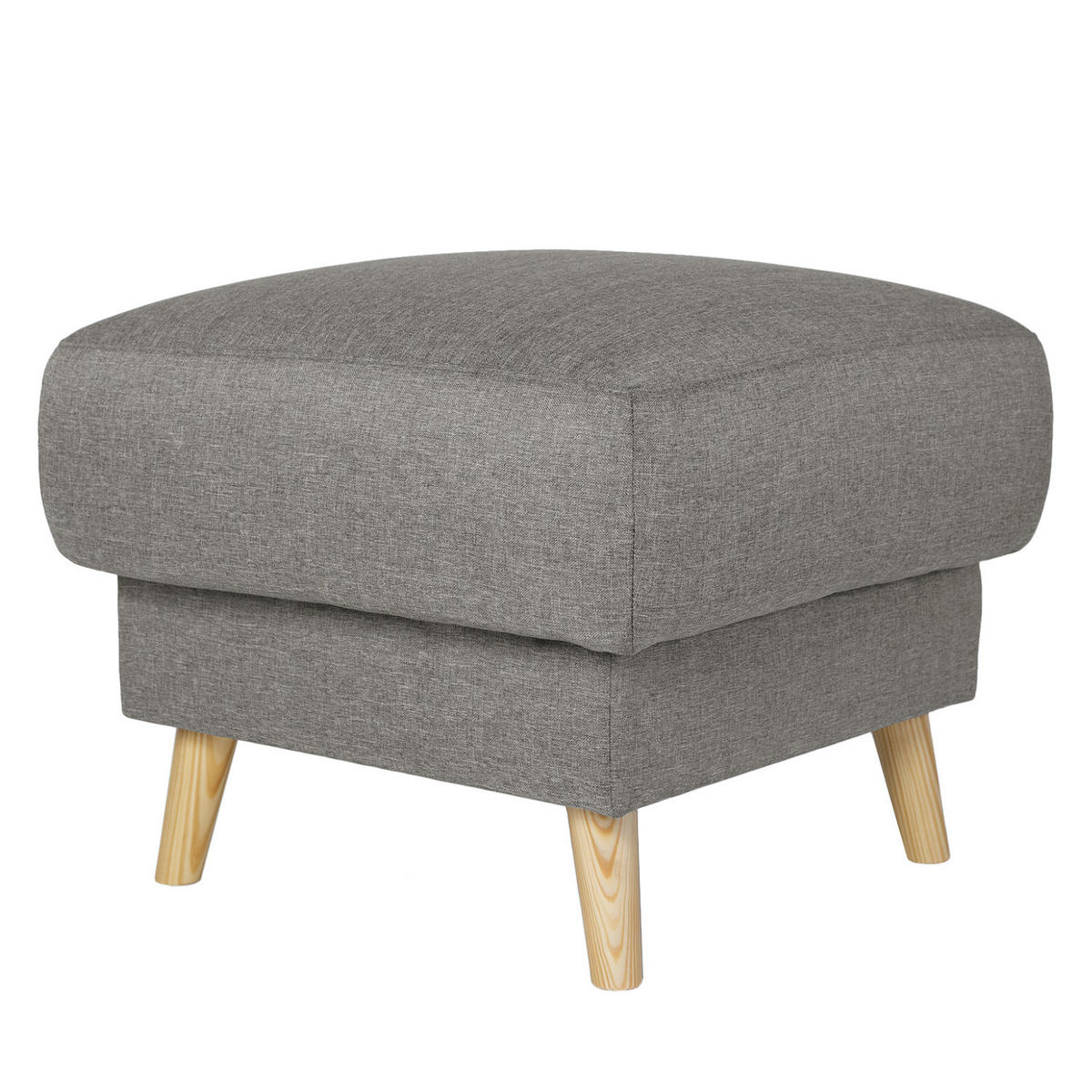 POLSTERHOCKER - Webstoff - Hellbraun/Grau, Holz/Textil (77/46/62cm) - home24