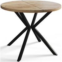 ESSZIMMERTISCH LOFT LITEN, ausziehbarer Tisch 120 cm/200 cm, Farbe: Braun, mit Metallbeinen in Farbe Schwarz - Schwarz/Braun, Holzwerkstoff (120/120/76cm) - Alpi-Möbel