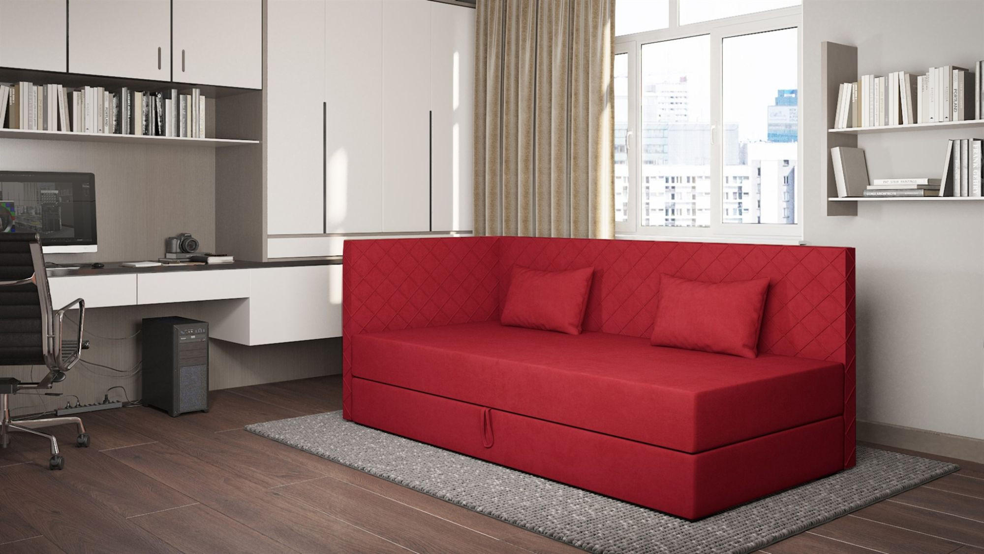 SOFA Liana In Opera - Rot, Holzwerkstoff/Textil (207/90/97cm) - Fun Möbel